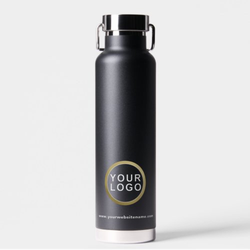 Your Business Logo Modern Minimalist Black Water Bottle