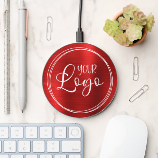 Your Business Logo Modern Red Wireless Charger