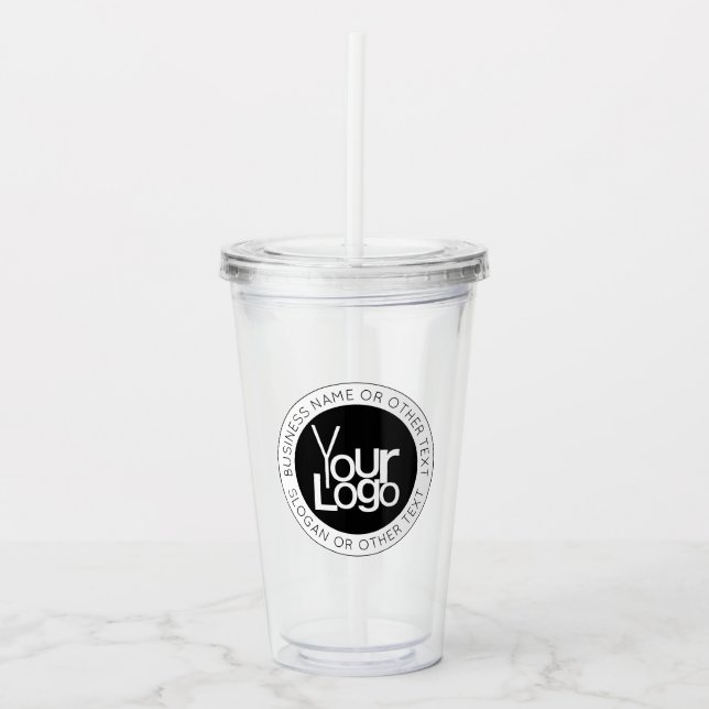 Your Business  Logo & Modern Simple Editable Text Acrylic Tumbler (Front)