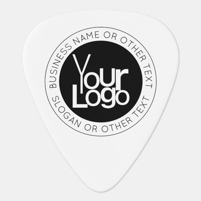 Your Business  Logo & Modern Simple Editable Text Guitar Pick (Front)