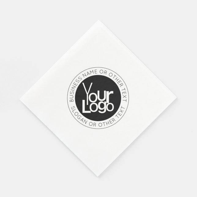 Your Business  Logo & Modern Simple Editable Text Napkins (Corner)