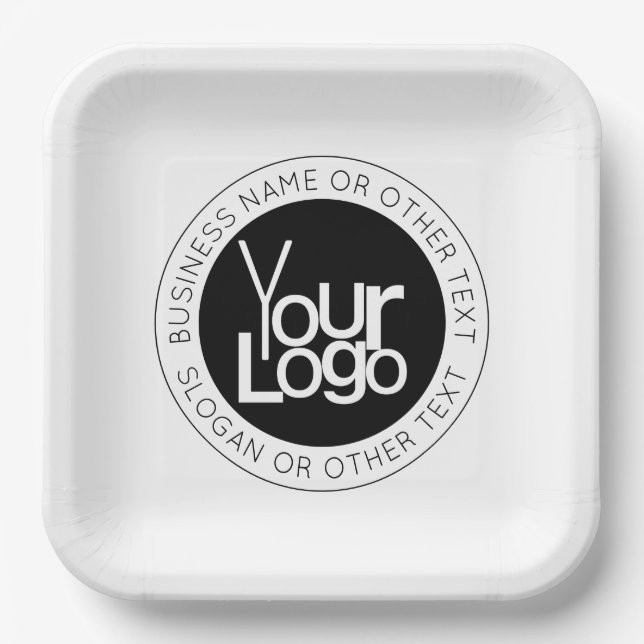 Your Business  Logo & Modern Simple Editable Text Paper Plates (Front)