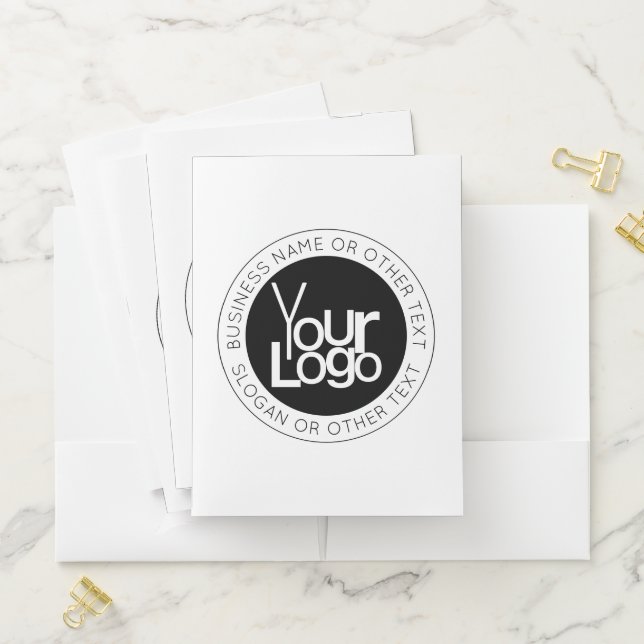 Your Business  Logo & Modern Simple Editable Text Pocket Folder (In Situ)