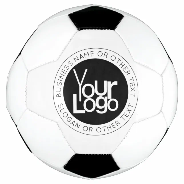 Your Business Logo & Modern Simple Editable Text Soccer Ball | Zazzle