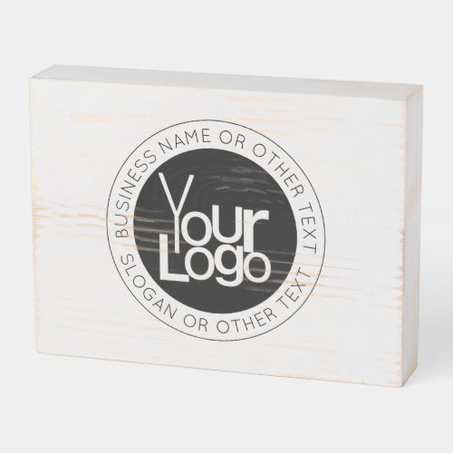 Your Business  Logo  Modern Simple Editable Text Wooden Box Sign