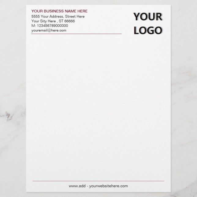 Your Business Logo Name Address Office Letterhead (Front)