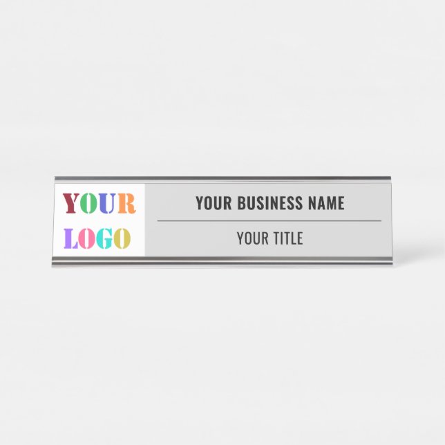 Your Business Logo Name Desk Name Plate Example (Front)