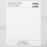 Your Business Logo Name Information Letterhead<br><div class="desc">Your Color and Font - Simple Personalized Black White Business Office Letterhead with Your Logo - Add Your Logo - Image / Business Name - Company / Address - Contact Information - Resize and move or remove and add elements / image and text with customization tool. Choose your text /...</div>