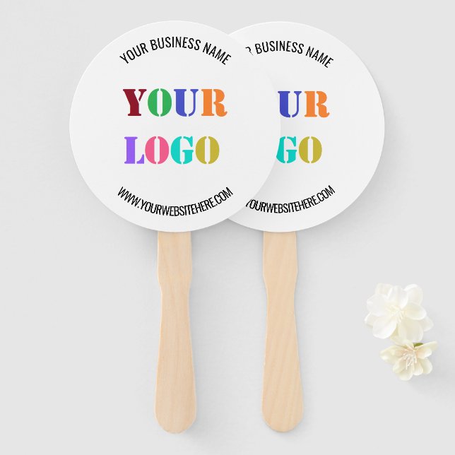 Your Business Logo Name Text Hand Fan Template (Front and Back)