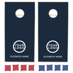 Your Business Logo Navy Blue Cornhole Set