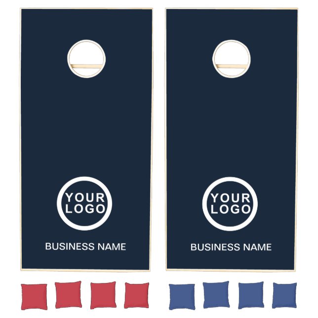 Your Business Logo Navy Blue Cornhole Set (Set)