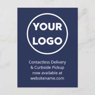 Your Business Logo Navy Delivery Curbside Pickup Announcement Postcard