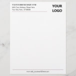 Your Business Logo Office Professional Letterhead<br><div class="desc">Your Color and Font - Simple Personalized Black White Business Office Letterhead with Your Logo - Add Your Logo - Image / Business Name - Company / Address - Contact Information - Resize and move or remove and add elements / image and text with customization tool. Choose your text /...</div>