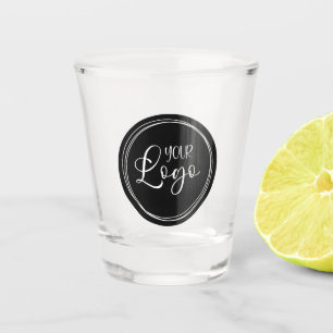 Your Business Logo on Black Circle Shot Glass