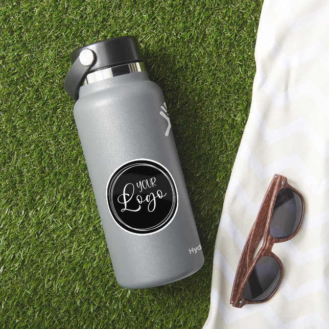 Your Business Logo on Black Circle Sticker (HydroFlask Insitu)