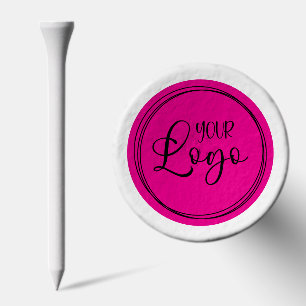 Your Business Logo on Hot Pink Circle Golf Tees