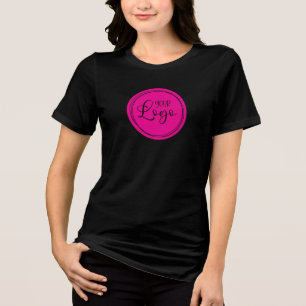 Your Business Logo on Hot Pink Circle Tri-Blend Shirt
