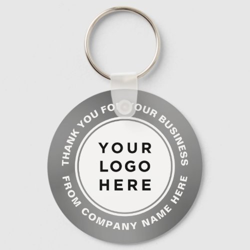 Your Business Logo on Silver Gray Thank You Keychain