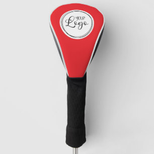 Your Business Logo on White Circle Red Golf Head Cover