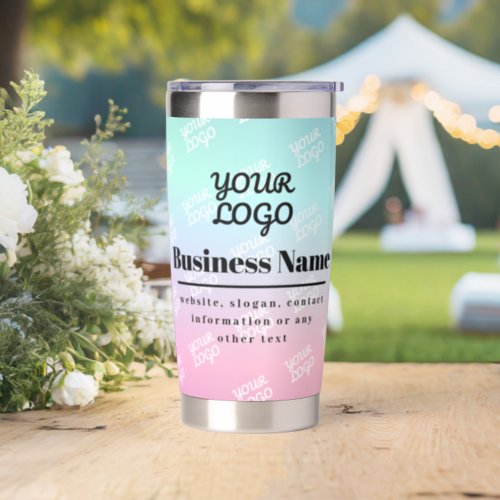 Your Business Logo one side Tiled Logo  Ombre Insulated Tumbler