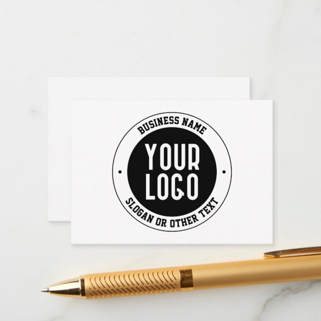 Your Business Logo or Design | Bold Editable Text Enclosure Card (Front/Back In Situ)