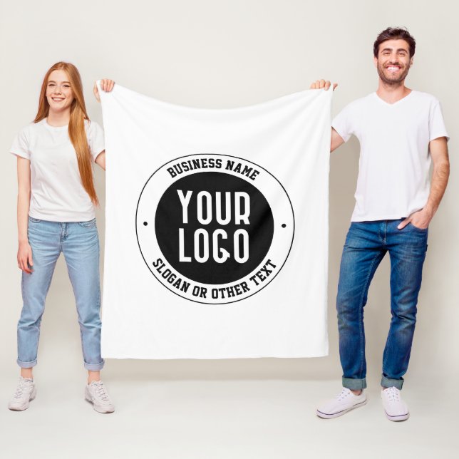 Your Business Logo or Design | Bold Editable Text Fleece Blanket (In Situ)