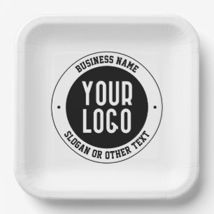 Your Business Logo or Design Bold Editable Text Paper Plates