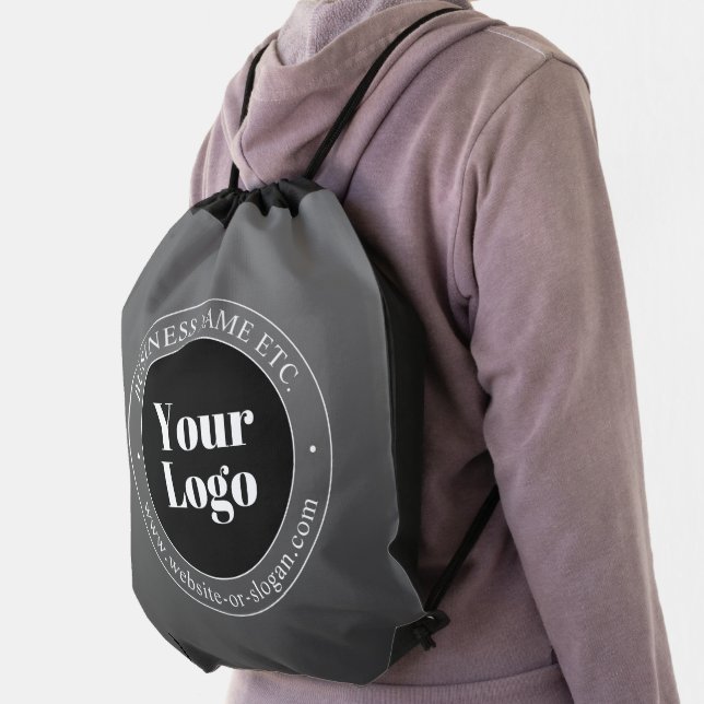 Your Business Logo or Design & Editable Text Drawstring Bag (Insitu)