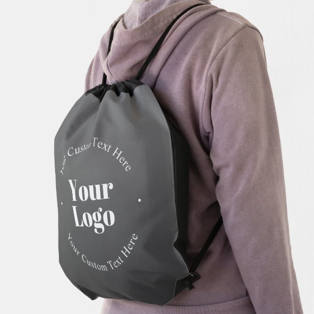Your Business Logo or Design & Editable Text Drawstring Bag (Insitu)