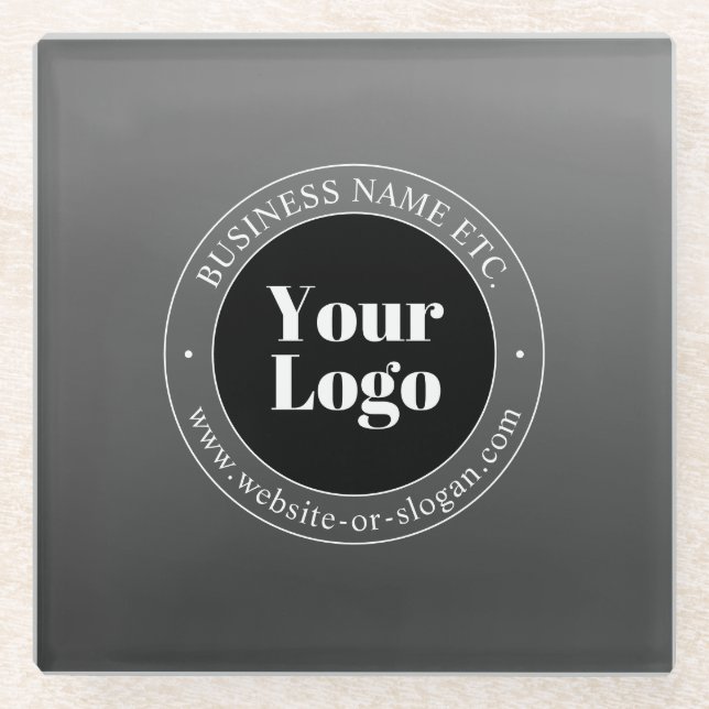 Your Business Logo or Design & Editable Text Glass Coaster (Front)
