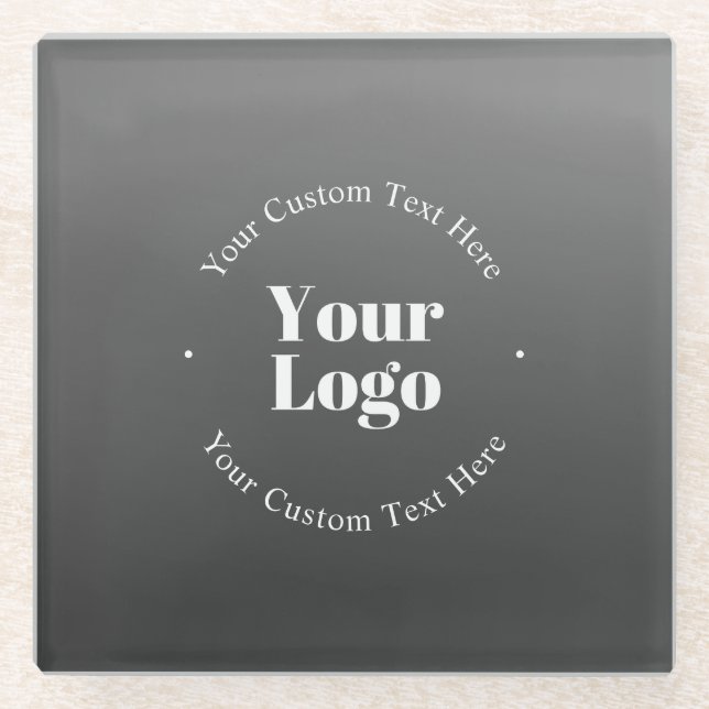 Your Business Logo or Design & Editable Text Glass Coaster (Front)