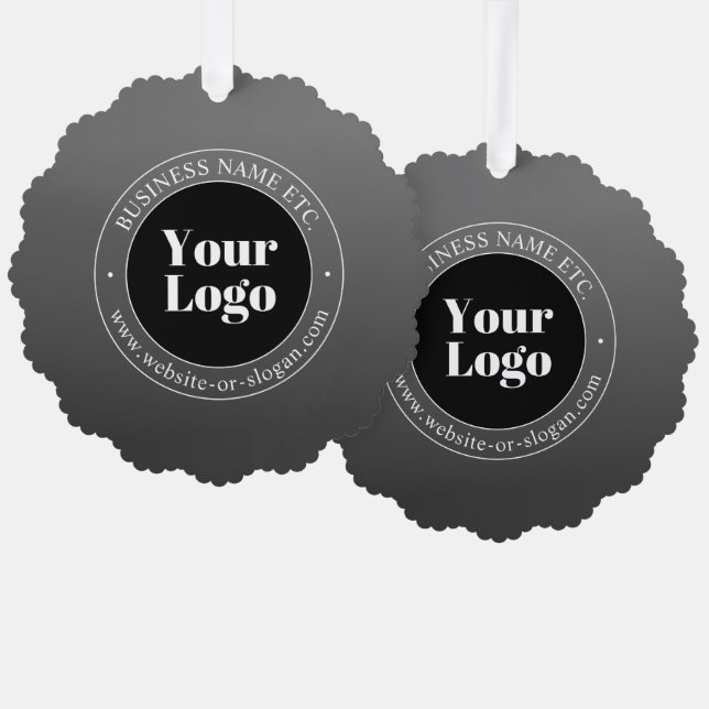 Your Business Logo or Design & Editable Text Ornament Card (Front/Back)