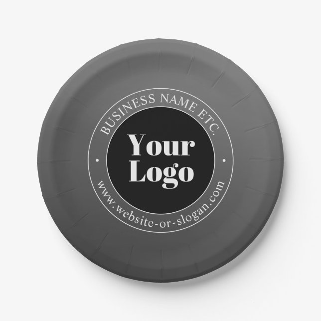 Your Business Logo or Design & Editable Text Paper Plates (Front)
