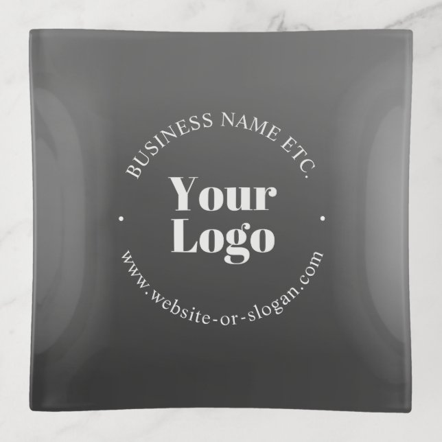 Your Business Logo or Design & Editable Text Trinket Tray (Front)