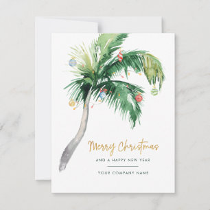 Your Business Logo Palm Tree Christmas Holidays Note Card