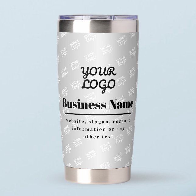 Your Business Logo Pattern & Black Text Insulated Tumbler (Creator Uploaded)