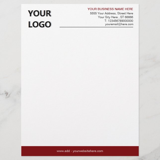 Your Business Logo Personalized Letterhed Template Letterhead (Front)