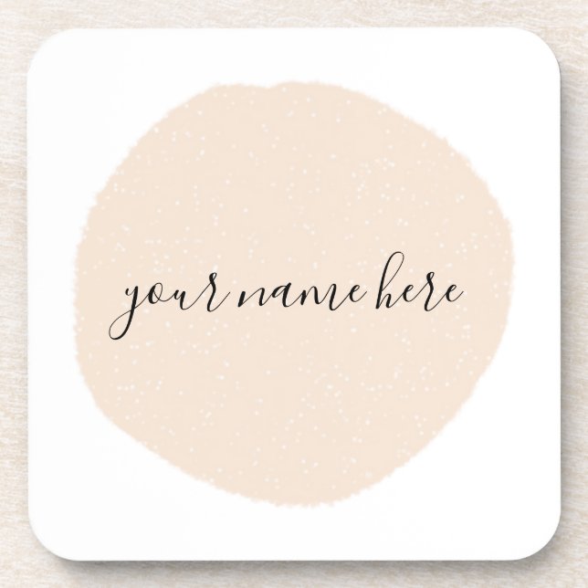 Your Business Logo Pink Brushstroke Beverage Coaster (Front)