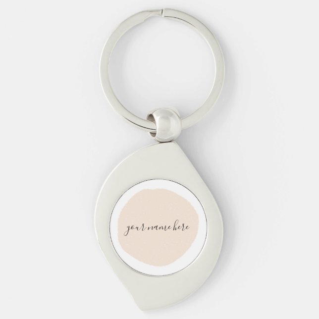 Your Business Logo Pink Brushstroke Keychain (Front)