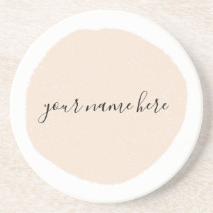 Your Business Logo Pink Brushstroke Promotional Coaster