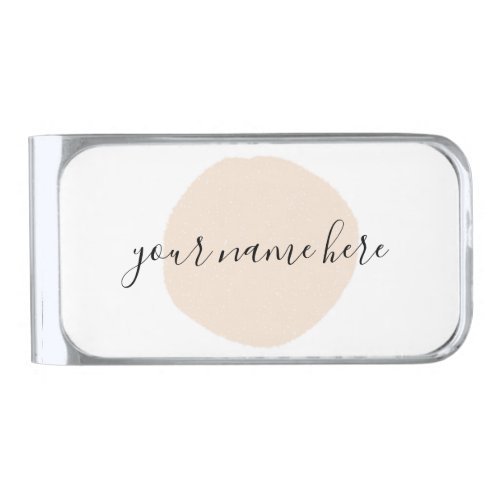 Your Business Logo Pink Brushstroke Promotional Silver Finish Money Clip