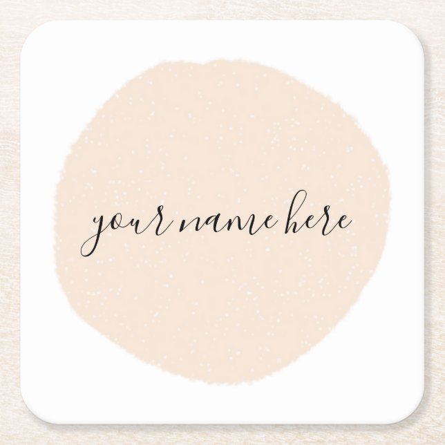 Your Business Logo Pink Brushstroke Square Paper Coaster (Front)
