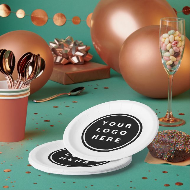 Your Business Logo Promotional Business Company Paper Plates (Multi)