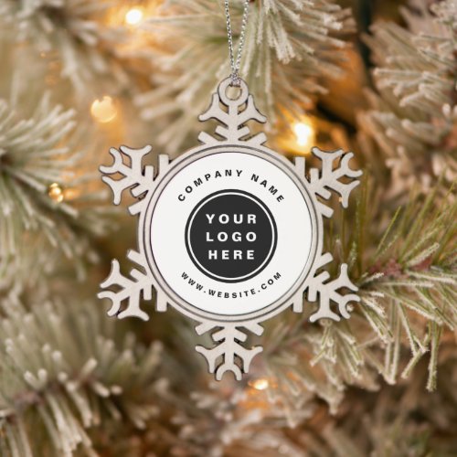 Your Business Logo Promotional Business Company Snowflake Pewter Christmas Ornament