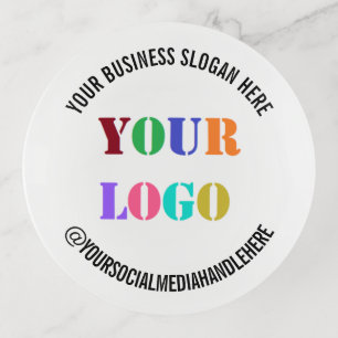 Your Business Logo Promotional Social Media Name  Trinket Tray