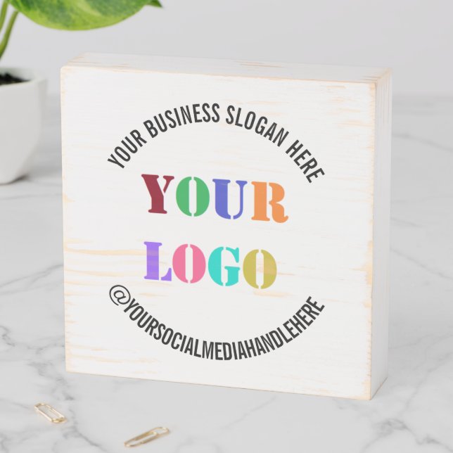 Your Business Logo Promotional Social Media Name   Wooden Box Sign (In Situ Horizontal)