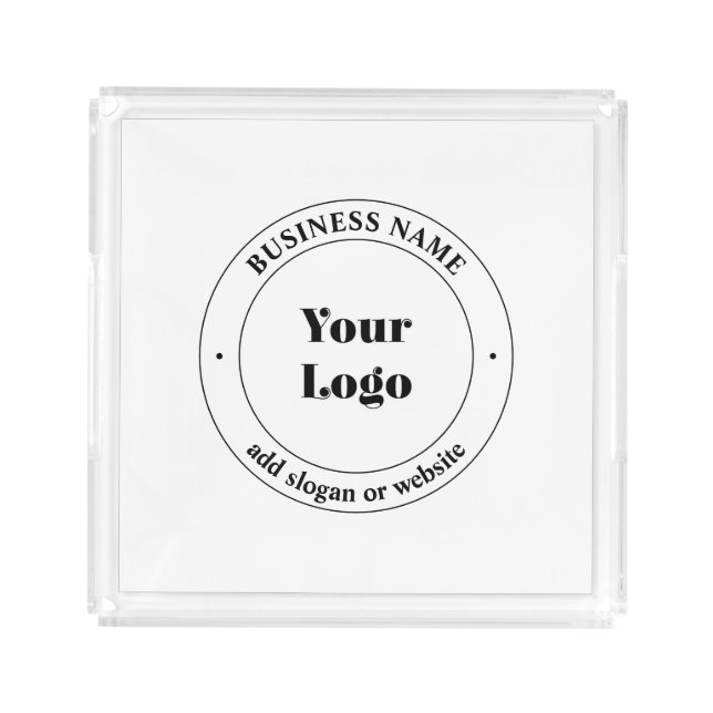 Your Business Logo & Promotional Text | White Acrylic Tray (Small)