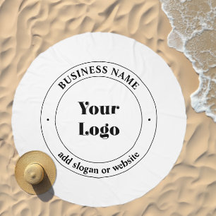 Your Business Logo & Promotional Text   White Beach Towel