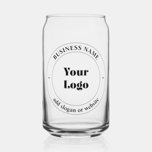 Your Business Logo  Promotional Text  White Can Glass