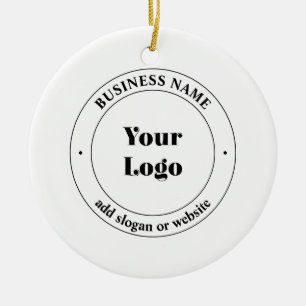Your Business Logo & Promotional Text White Ceramic Ornament